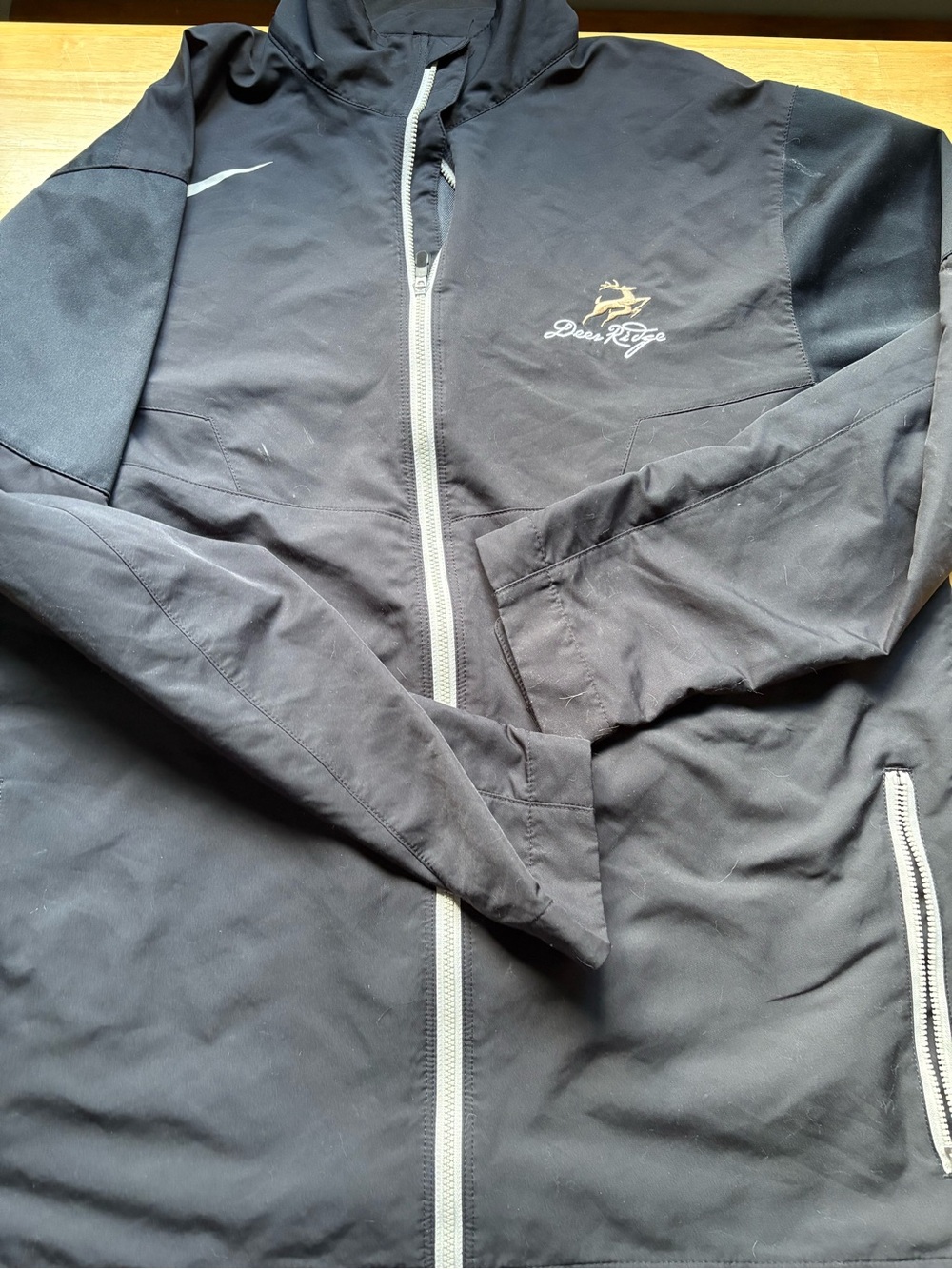 Nike Black Full-Zip Bomber Jacket with White Zipper